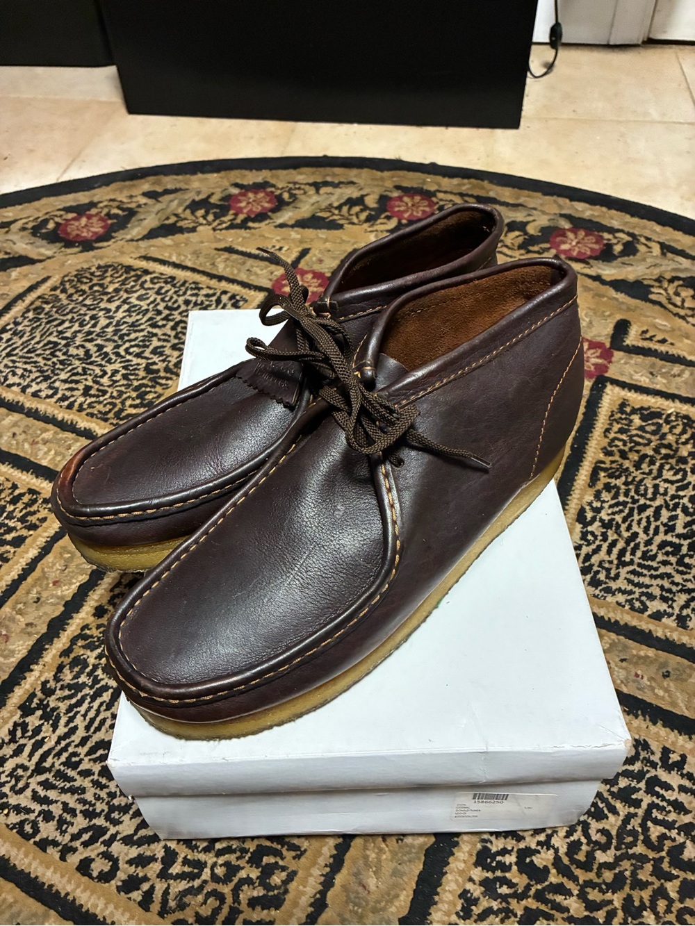 Clarks Wallabies Brown Leather Toe Boots